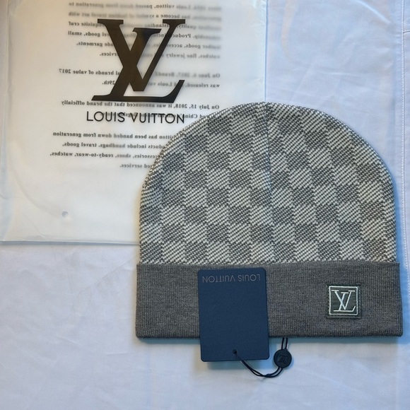 Louis Vuitton Checkered Gray Beanie